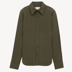 SAINT LAURENT Cassandre YSL logo embroidered shirt